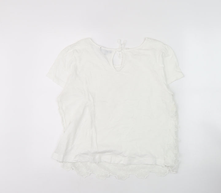 SOON Women's White Floral Embroidered Blouse Size 14