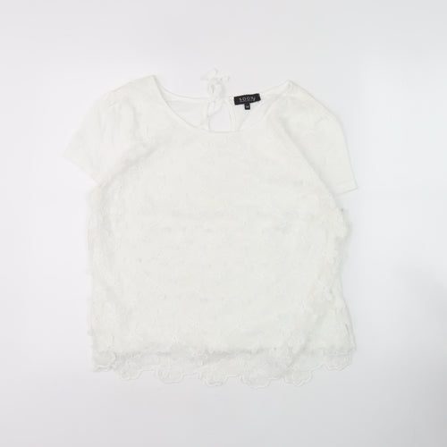 SOON Women's White Floral Embroidered Blouse Size 14