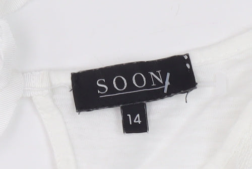 SOON Women's White Floral Embroidered Blouse Size 14
