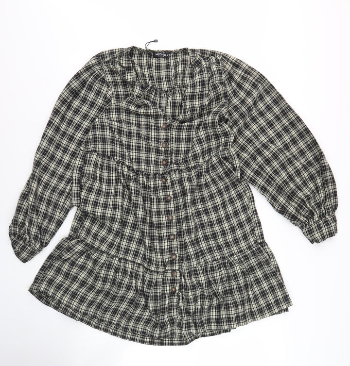Nasty Gal Women's Multicoloured Plaid Shirt Dress Size 12