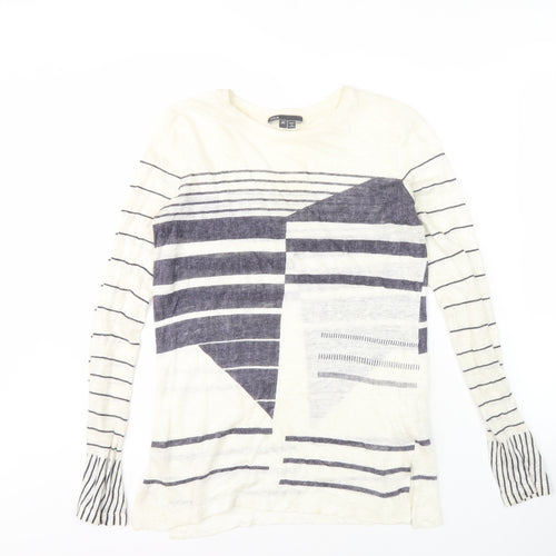 Vince Women's Ivory Striped Long Sleeve T-Shirt XS
