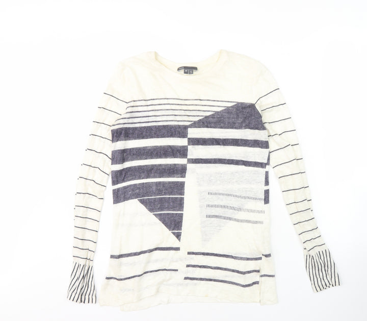 Vince Women's Ivory Striped Long Sleeve T-Shirt XS