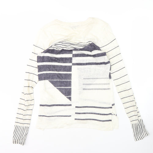 Vince Women's Ivory Striped Long Sleeve T-Shirt XS
