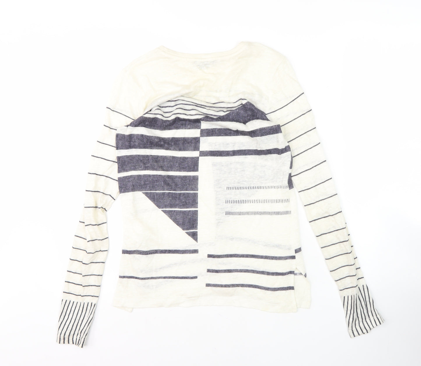 Vince Women's Ivory Striped Long Sleeve T-Shirt XS