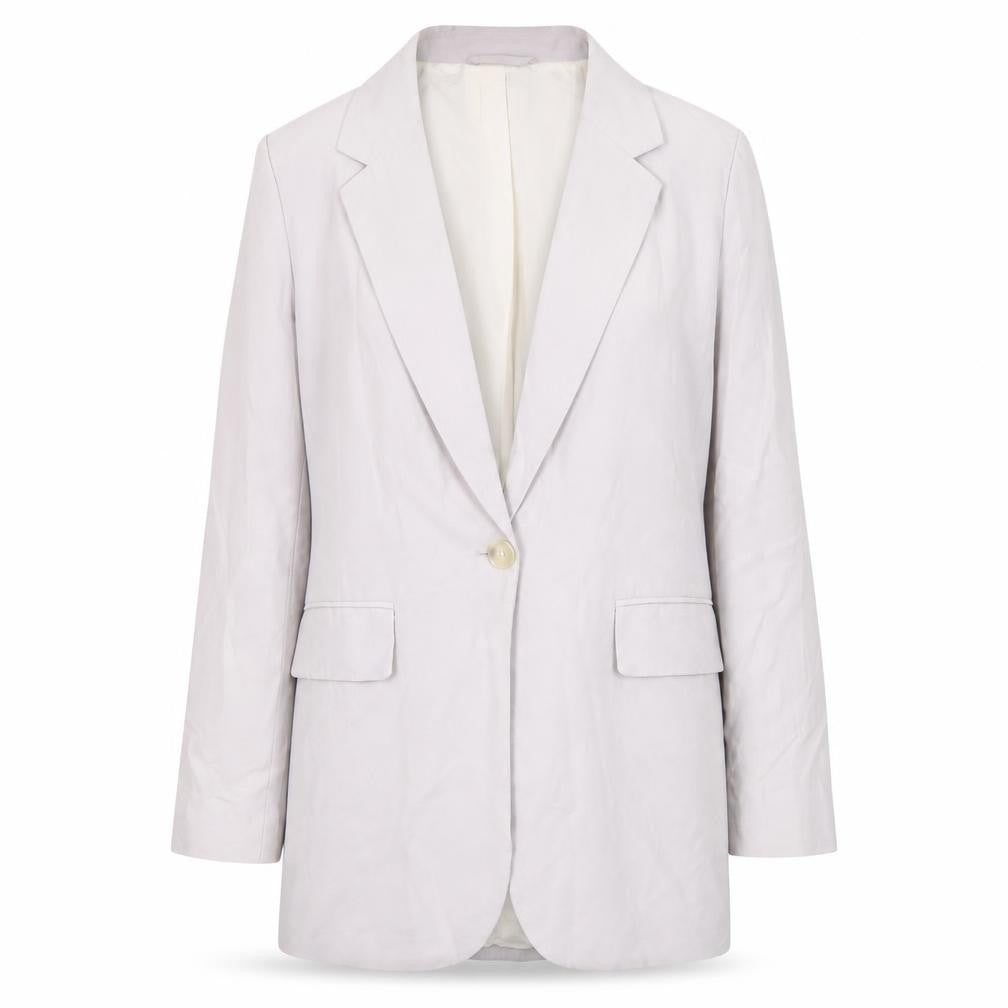 Front view of H&M Women's White XS Blazer Regular Fit