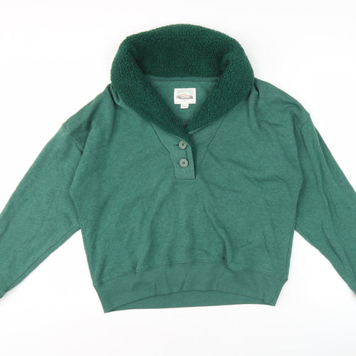 American Eagle Women's Green Henley Sweatshirt S