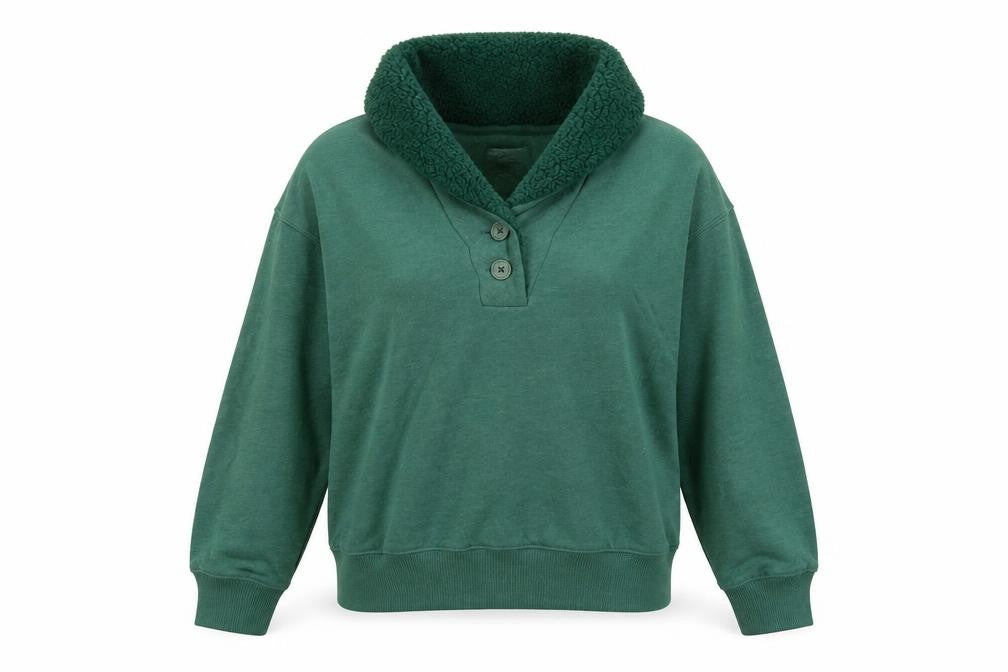 Front view of American Eagle Women's Green Henley Sweatshirt S
