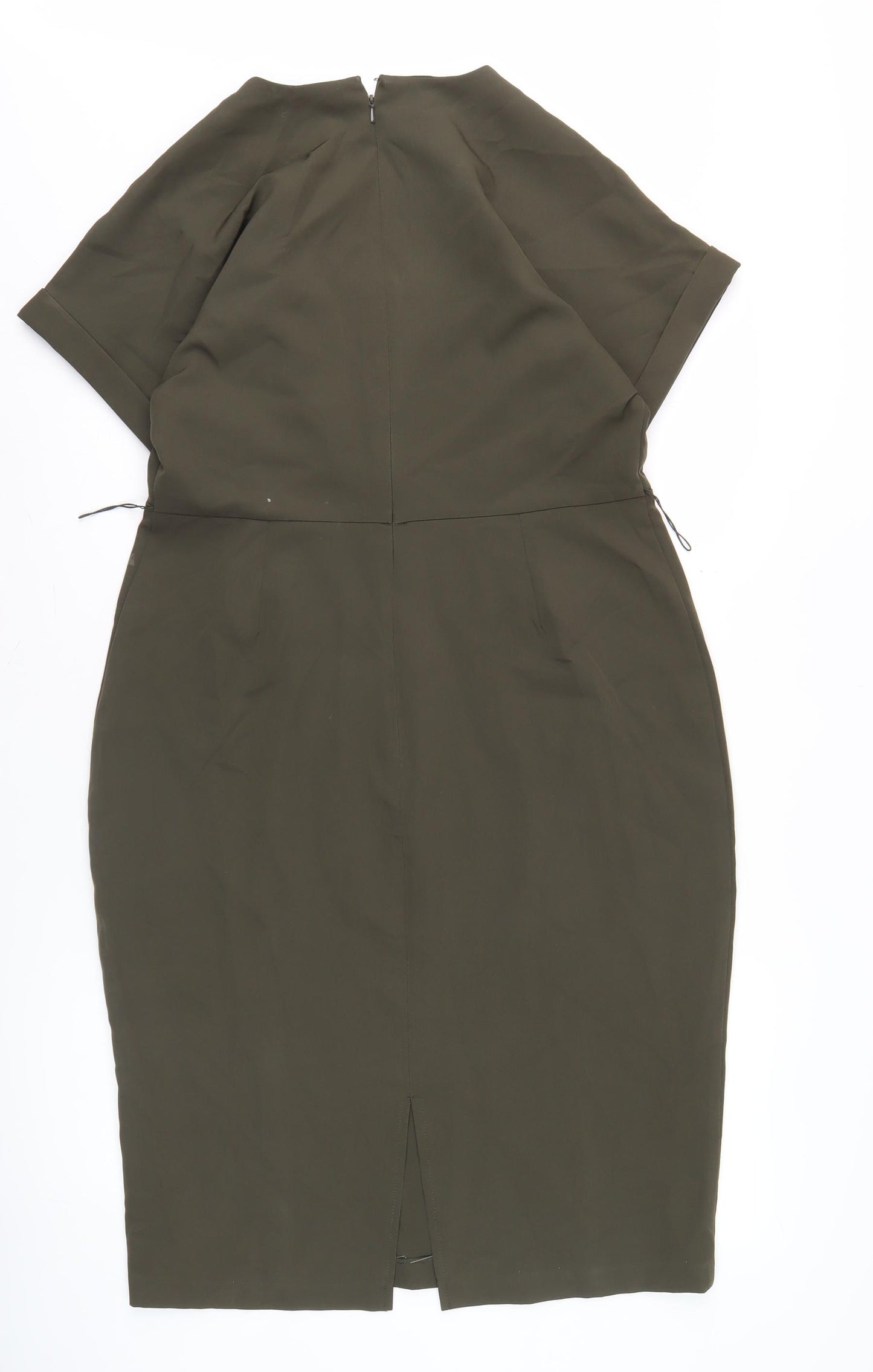 Oasis Women's Green V-Neck Sheath Dress, Size 14