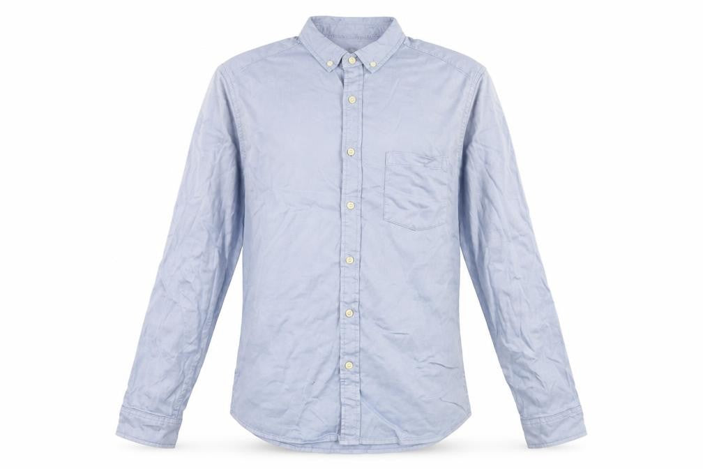 Front view of ASOS Men's Blue Button-Up Shirt, size S