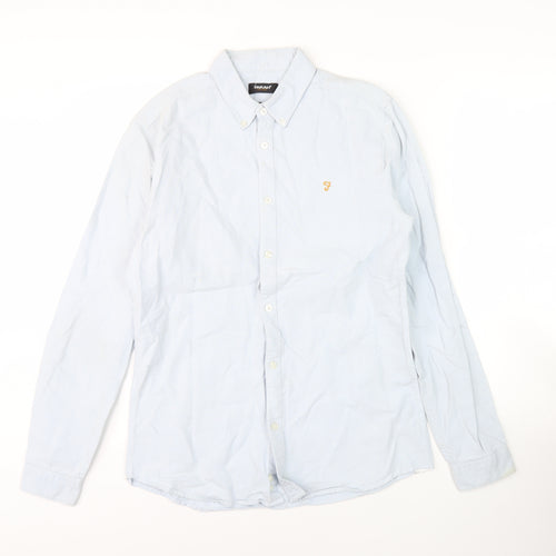Farah Men's Blue Slim Fit Long Sleeve Shirt S