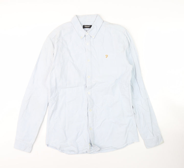Farah Men's Blue Slim Fit Long Sleeve Shirt S