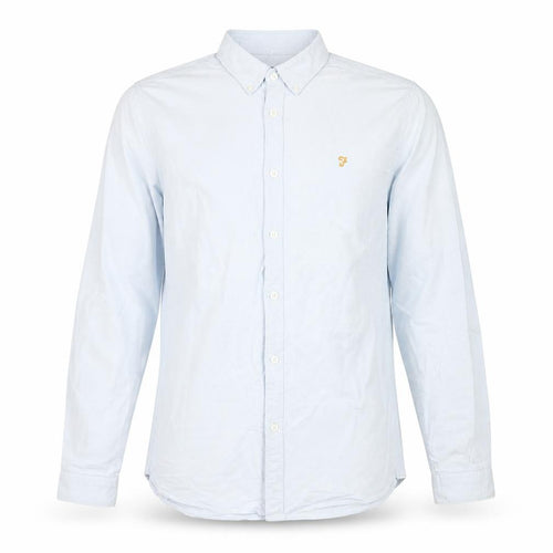 Farah Men's Blue Slim Fit Long Sleeve Shirt S