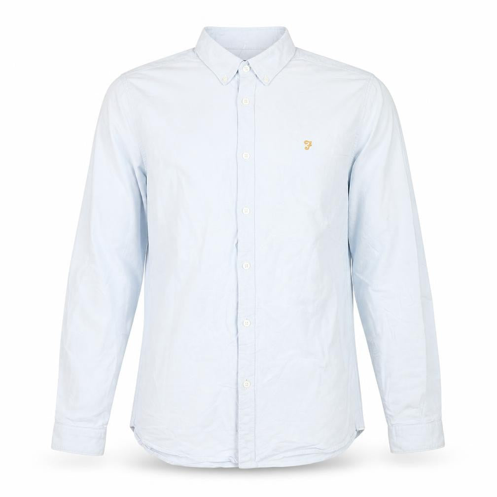 Farah Men's Blue Slim Fit Long Sleeve Shirt S
