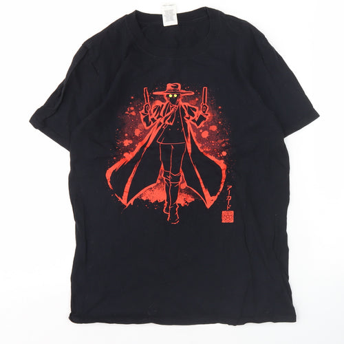 Gildan Men's Black Anime Graphic T-Shirt, Size S