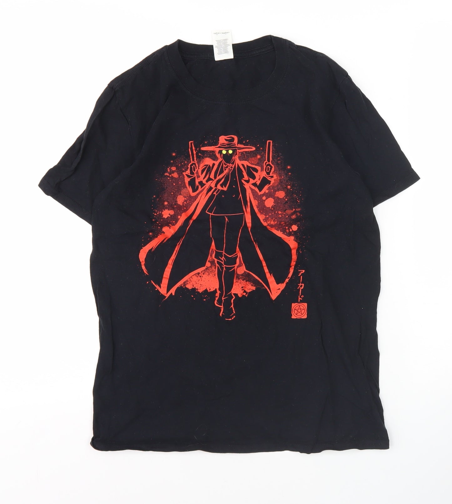 Gildan Men's Black Anime Graphic T-Shirt, Size S