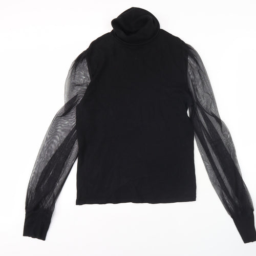 River Island Black High Neck Balloon Sleeve Women's Top