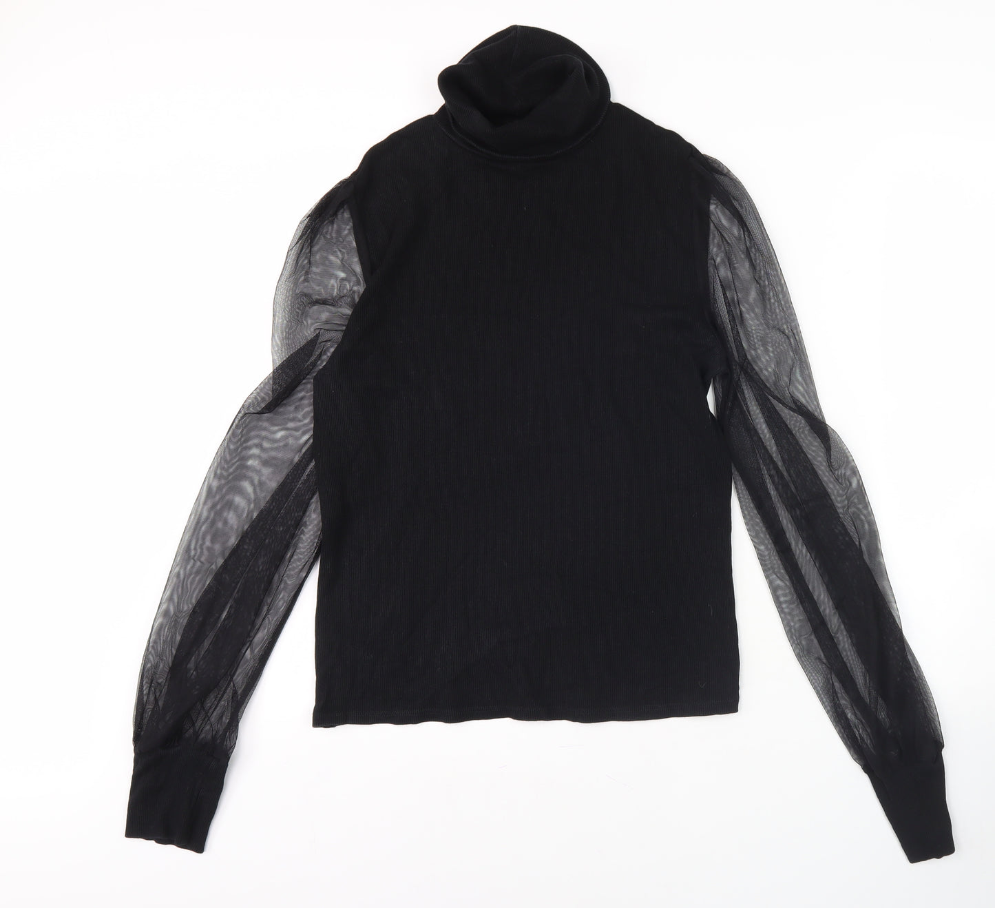 River Island Black High Neck Balloon Sleeve Women's Top