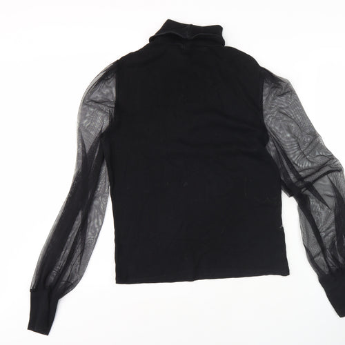 River Island Black High Neck Balloon Sleeve Women's Top