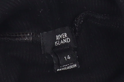 River Island Black High Neck Balloon Sleeve Women's Top