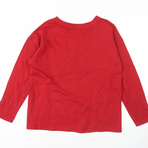 Damart Women's Red Floral T-Shirt, Size 14, Long Sleeve