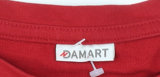 Damart Women's Red Floral T-Shirt, Size 14, Long Sleeve