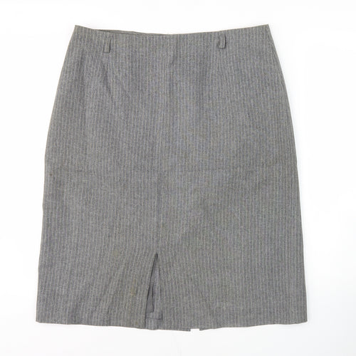 Design Essentials Women's Grey Striped Pencil Skirt