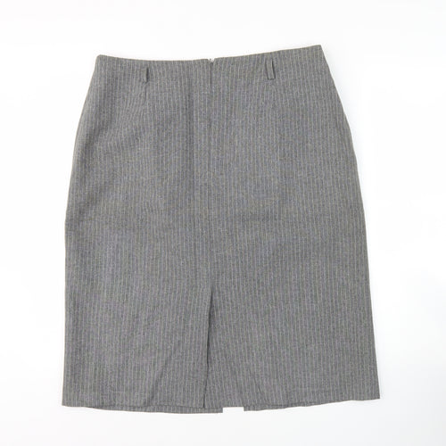 Design Essentials Women's Grey Striped Pencil Skirt