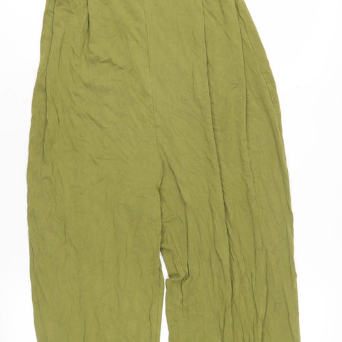 Pull & Bear Women's Green Jumpsuit Size 12 Wide-Leg Sleeveless