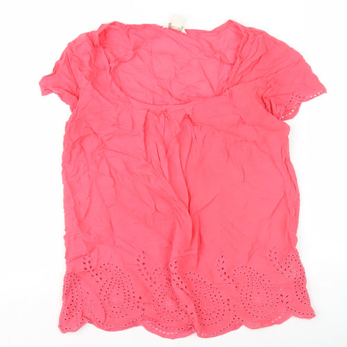 Monsoon Pink Crochet Accent Women's Blouse Size 8