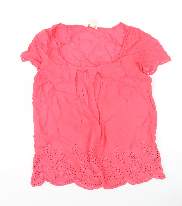 Monsoon Pink Crochet Accent Women's Blouse Size 8