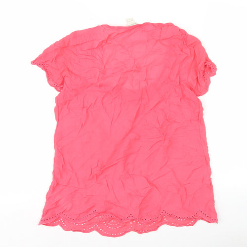 Monsoon Pink Crochet Accent Women's Blouse Size 8