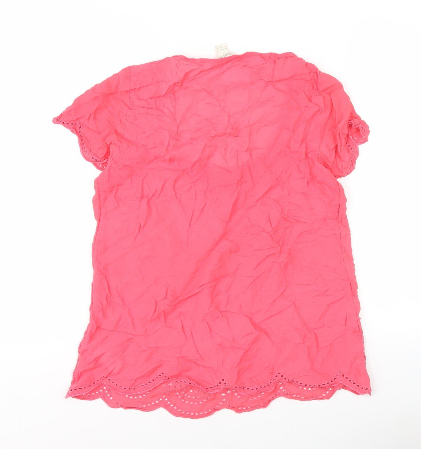 Monsoon Pink Crochet Accent Women's Blouse Size 8