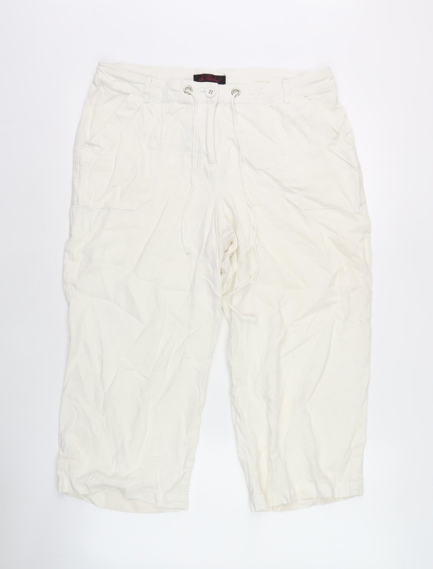 No Ordinary Women's Ivory Cropped Trousers Size 14