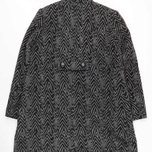 Roman Women's Black Geometric Buttoned Coat M