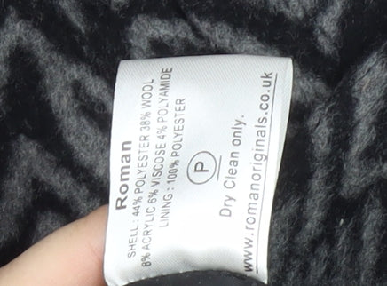 Roman Women's Black Geometric Buttoned Coat M