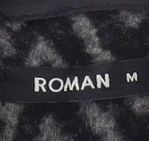 Roman Women's Black Geometric Buttoned Coat M