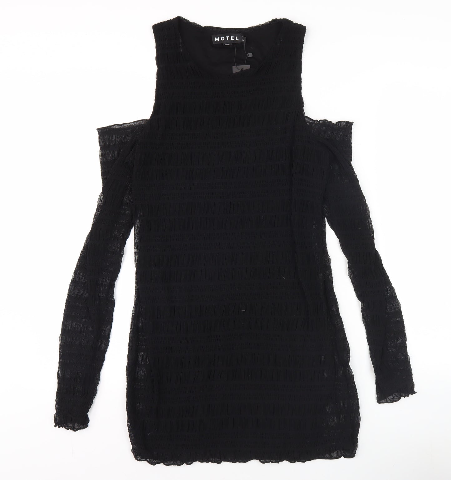 Motel Women's Black Bodycon Dress L Long Sleeve