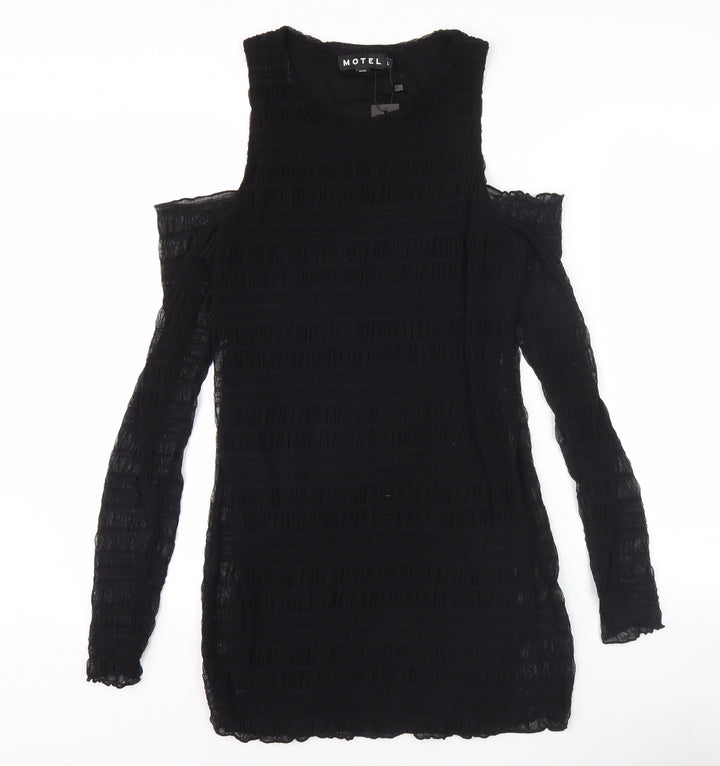 Motel Women's Black Bodycon Dress L Long Sleeve