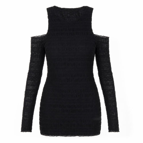 Motel Women's Black Bodycon Dress L Long Sleeve