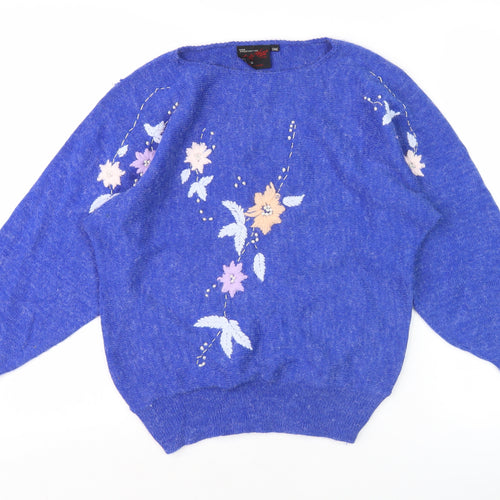 Tigi-Wear Blue Women's Embroidered Pullover Jumper