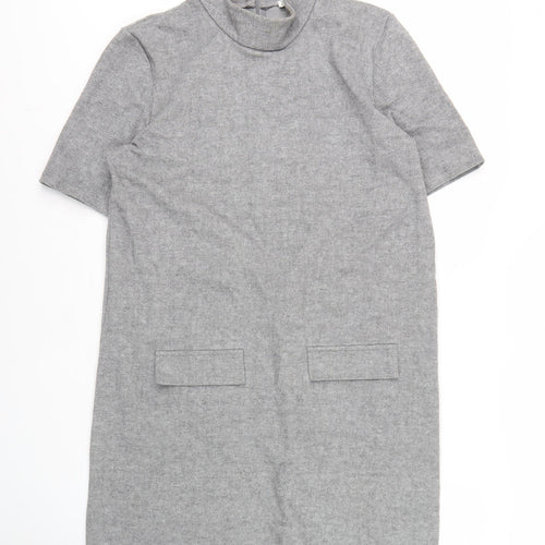 Zara Women's Grey High Neck Wool Dress XL
