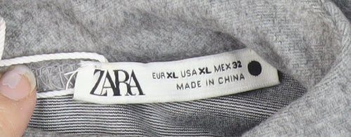 Zara Women's Grey High Neck Wool Dress XL
