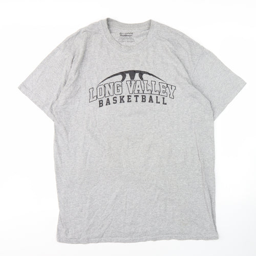 Gildan Men's Grey Sports Graphic Print T-Shirt L