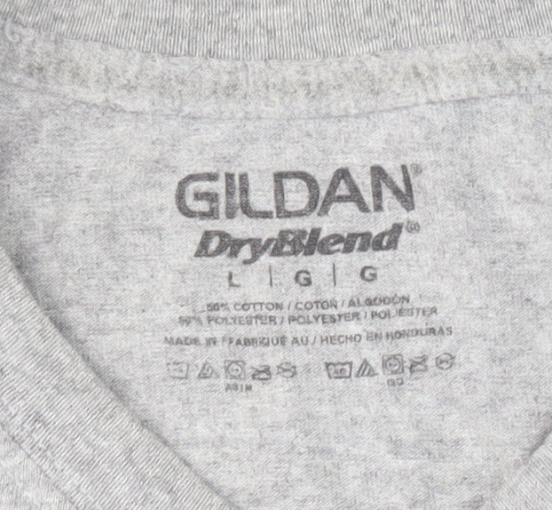 Gildan Men's Grey Sports Graphic Print T-Shirt L