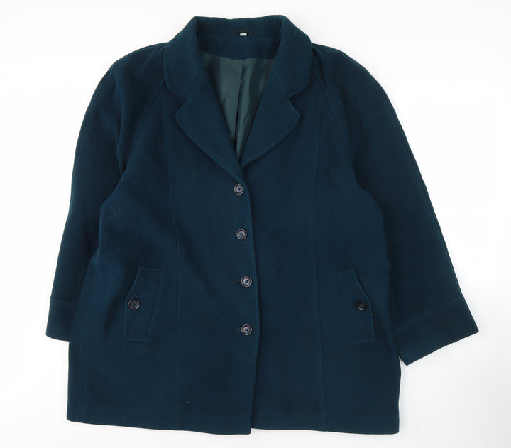 Bon Marche Women's Blue Wool Overcoat Size 20