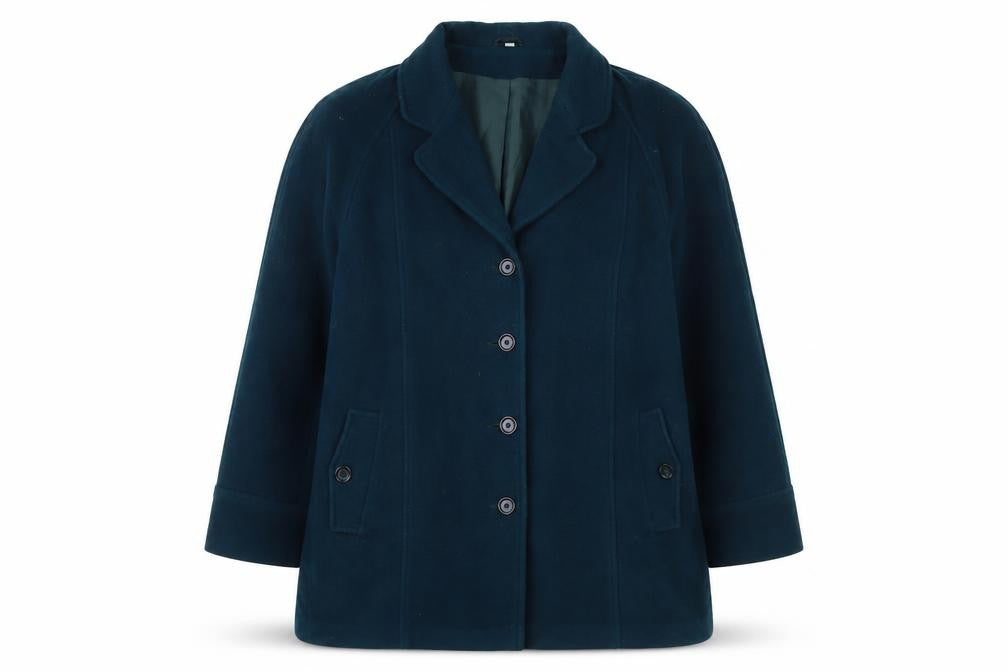 Front view of Bonmarché Women's Blue Wool Overcoat, size 20