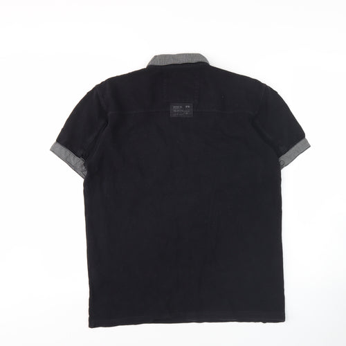 Next Men's Black Polo Shirt Medium Short Sleeve Casual