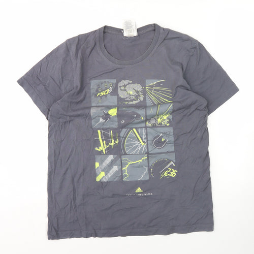 Adidas Men's Grey Graphic Print Short Sleeve T-Shirt