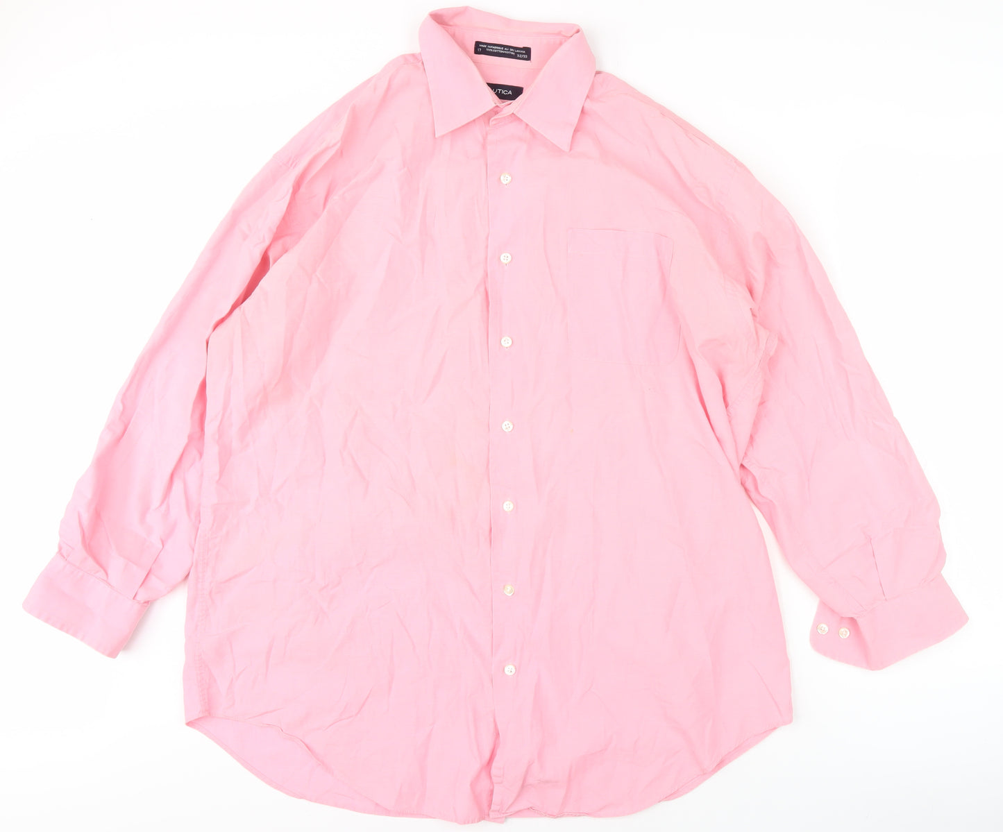 Nautica Men's Pink Long Sleeve Cotton Shirt Size 17