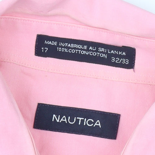 Nautica Men's Pink Long Sleeve Cotton Shirt Size 17